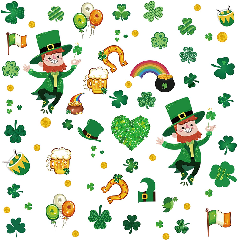 St Patricks Day Stickers, Shamrock Stickers for St Patricks Day Decorations, 109 PCS Reusable Static Spring Window Clings Decor Arts & Entertainment > Party & Celebration > Party Supplies AKEROCK Style B  