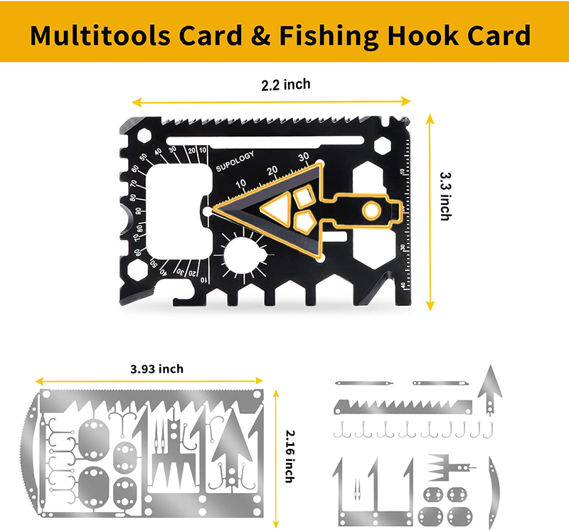 SUPOLOGY Multitool Card Pocket Wallet Tools Camping Card Kit Emergency Kit for Survival Kits, Camping, Hiking, BBQ, Christmas Stocking Stuffers Gift for Men Dad Husband