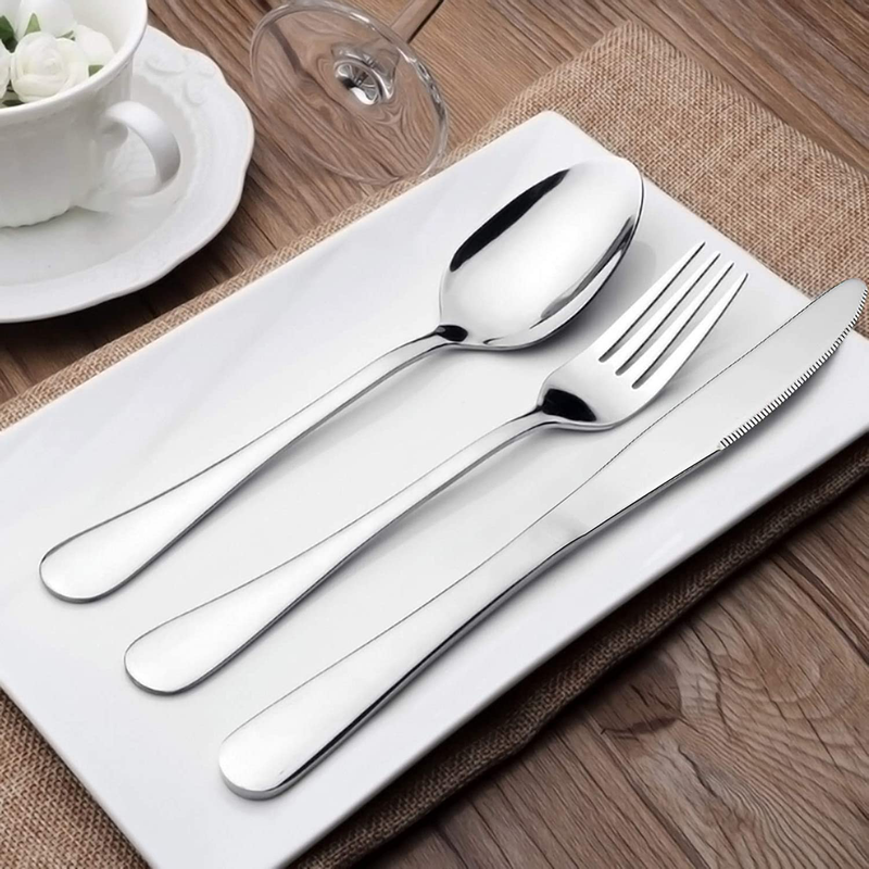 Silverware Set Service for 2, E-far 10-Piece Stainless Steel Flatware Set Cutlery Set, Include Knife/Fork/Spoon, Simple & Classic Design, Easy Clean & Dishwasher Safe Home & Garden > Kitchen & Dining > Tableware > Flatware > Flatware Sets E-far   