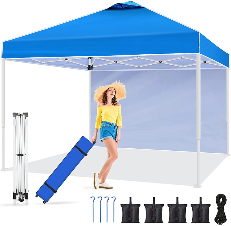 Pop Up Canopy Tent 10x10,pop up Canopy with Sidewalls,Roller Bag,800D 3 Adjustable Height Pop-up Instant Tent Shelter,Outdoor Canopies Commercial Gazebo,Camping Canopy for Party/Exhibition/Picnic Home & Garden > Lawn & Garden > Outdoor Living > Outdoor Structures > Canopies & Gazebos Qiaipo Default Title  