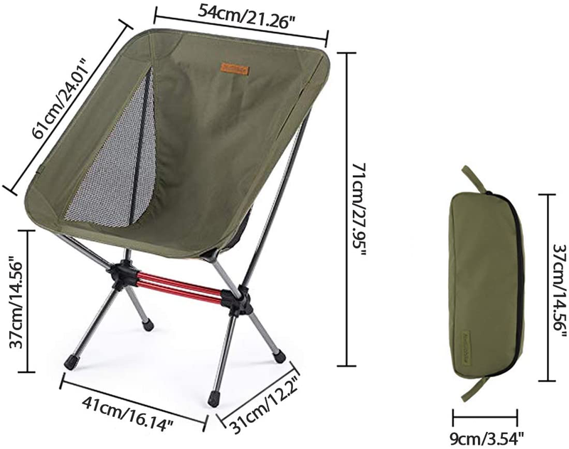 Naturehike Portable Camping Chair - Compact Ultralight Folding Backpacking Chairs, Small Collapsible Foldable Packable Lightweight Backpack Chair in a Bag for Outdoor, Camp, Picnic, Hiking (Green)