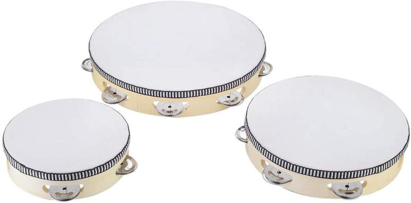 Tambourine for adults 10 inch Hand Held Drum Bell Birch Metal Jingles Percussion Gift Musical Educational Instrument for Church KTV Party (10 inch)