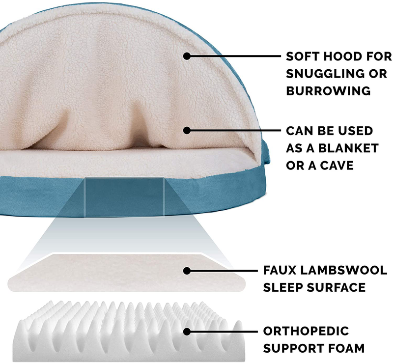 Furhaven Cozy Pet Beds for Small, Medium, and Large Dogs and Cats - Snuggery Hooded Burrowing Cave Tent, Deep Dish Cushion Donut Dog Bed with Attached Blanket, and More Animals & Pet Supplies > Pet Supplies > Dog Supplies > Dog Beds Furhaven   