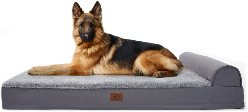 Eterish Orthopedic Dog Bed for Medium, Large Dogs, Egg-Crate Foam Dog Bed with Removable Cover, Pet Bed Machine Washable, Grey