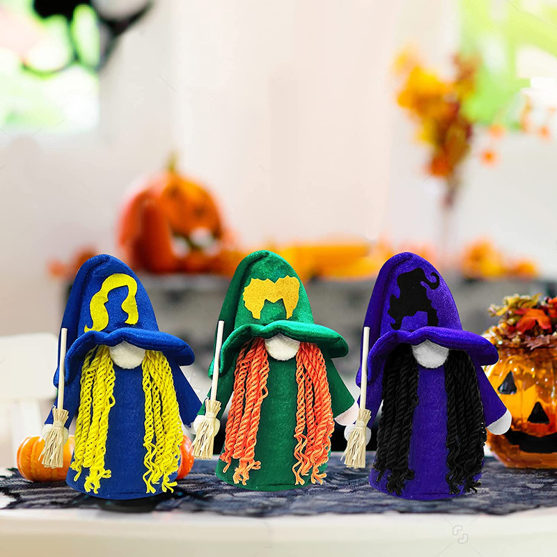 Halloween Decor - Hocus Pocus Decor - 3 Pack Handmade Witches Gnomes Collectible Figurines - Halloween Home Decorations for Table Mantle Tray Fireplace Indoor Cute Decoraciones Brujas de Arts & Entertainment > Party & Celebration > Party Supplies ORIENTAL CHERRY   