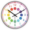 IPOUF Kids Wall Clock Telling Time Teaching Clock for Kids Room, Homeschool, Classroom, Silent Educational Wall Clock,(12inch, White Frame)