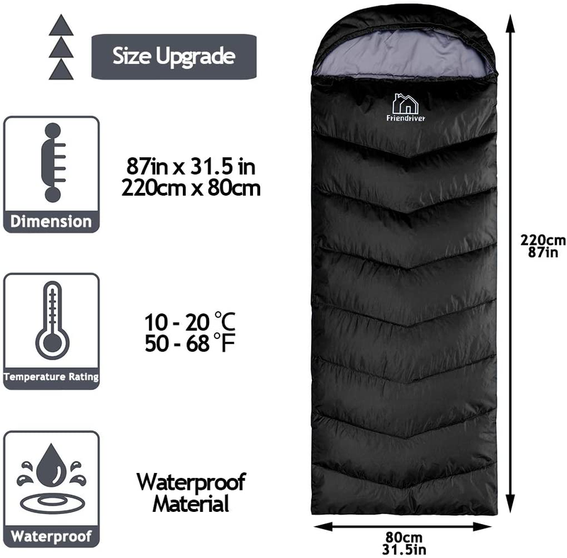 Friendriver XL Size Upgraded Version of Camping Sleeping Bag 4 Seasons Warm and Cool, Lighter Weight, Adults and Children Can Use Waterproof Camping Bag, Travel and Outdoor Activities Sporting Goods > Outdoor Recreation > Camping & Hiking > Sleeping BagsSporting Goods > Outdoor Recreation > Camping & Hiking > Sleeping Bags Friendriver   