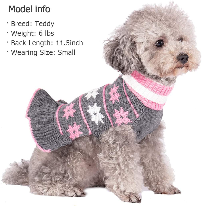 KYEESE Valentine'S Day Dog Sweater Dress Turtleneck Dogs Pullover Knit with Leash Hole Fall Winter Warm Dog Sweater Cute Animals & Pet Supplies > Pet Supplies > Dog Supplies > Dog Apparel KYEESE   