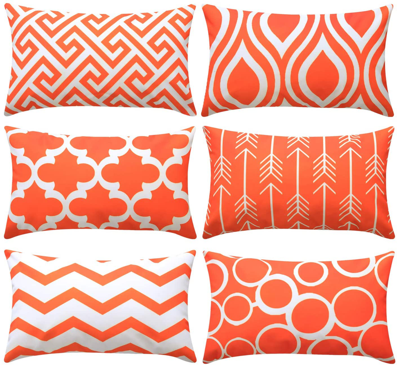 Top Finel Accent Decorative Throw Pillows Durable Canvas Outdoor Cushion Covers 16 X 16 for Couch Bedroom, Set of 6, Navy Home & Garden > Decor > Chair & Sofa Cushions Top Finel Orange 12"x20" 