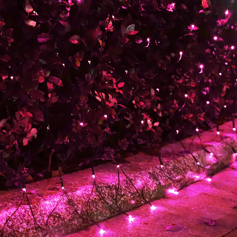 Solar Net Lights Pink Valentine’S Day Decor, 204 LED Net Lights Outdoor Mesh Lights, Waterproof 8 Modes Solar Powered String Lights for Garden, Yard, Shrubs,Trunk, Halloween, Tree Decor-9.8Ft X 6.6Ft Home & Garden > Lighting > Light Ropes & Strings Curyidy   