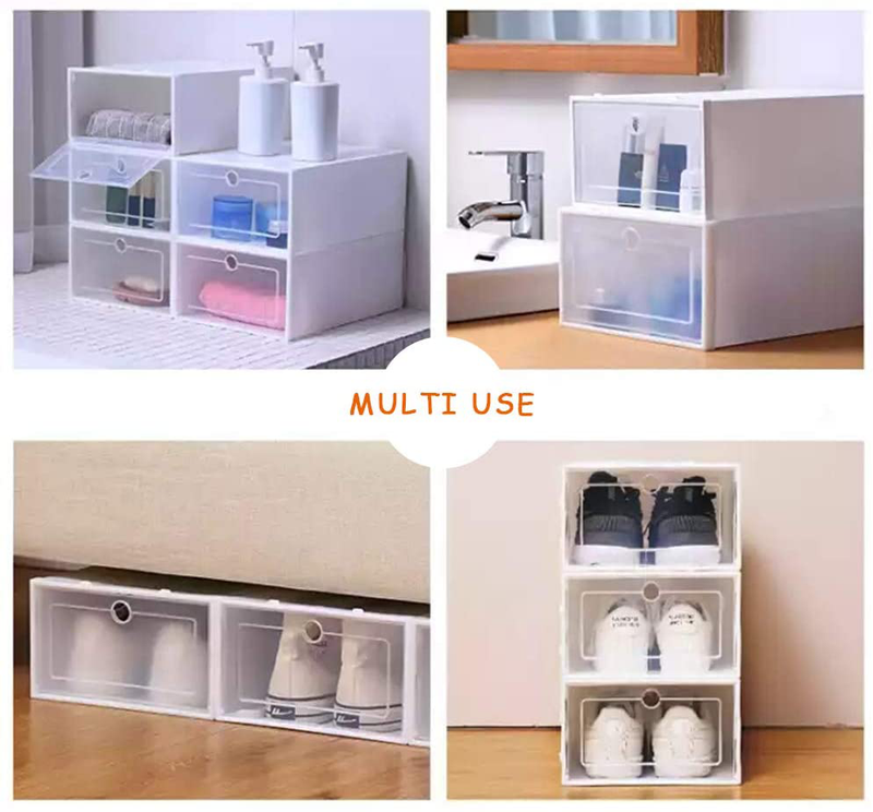 Shoe Box, 12 Pack Shoe Storage Boxes Shoe Boxes Clear Plastic Stackable, Shoe Organizer Containers with Lids for Women/Men