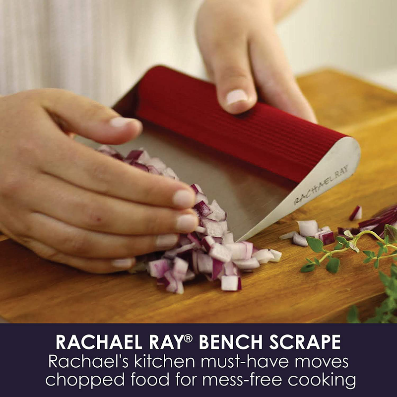 Rachael Ray Tools and Gadgets Stainless Steel Pastry Scraper / Bench Scrape / Kitchen Tool for Baking and Cooking / Dishwasher Safe, Red Home & Garden > Kitchen & Dining > Kitchen Tools & Utensils Rachael Ray   