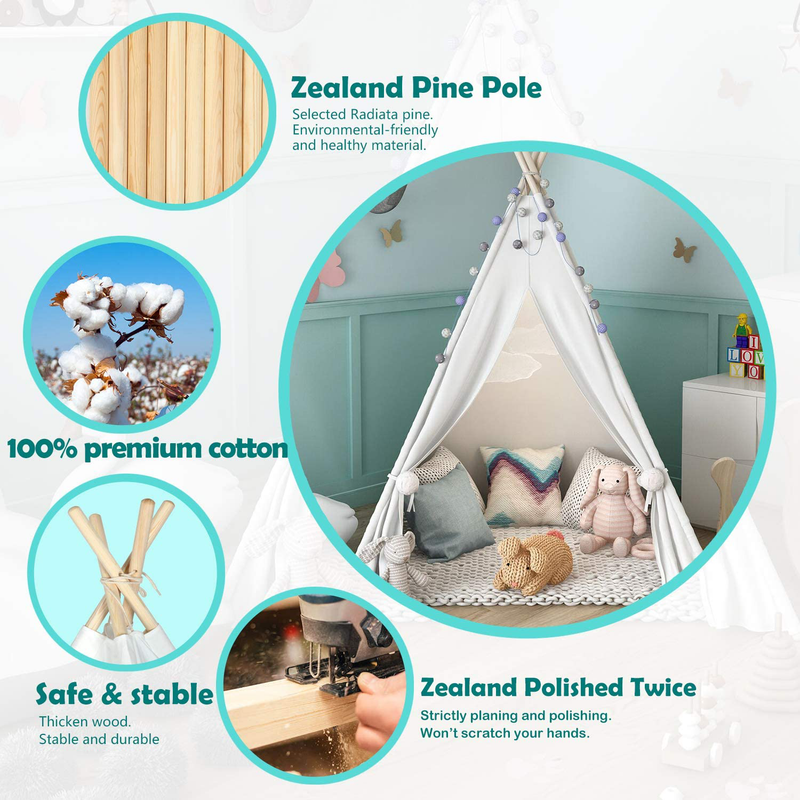 Sumbababy Teepee Tent for Kids with Carry Case, Natural Cotton Canvas Teepee Play Tent, Toys for Girls/Boys Indoor & Outdoor Playing Sporting Goods > Outdoor Recreation > Camping & Hiking > Tent Accessories Sumbababy   