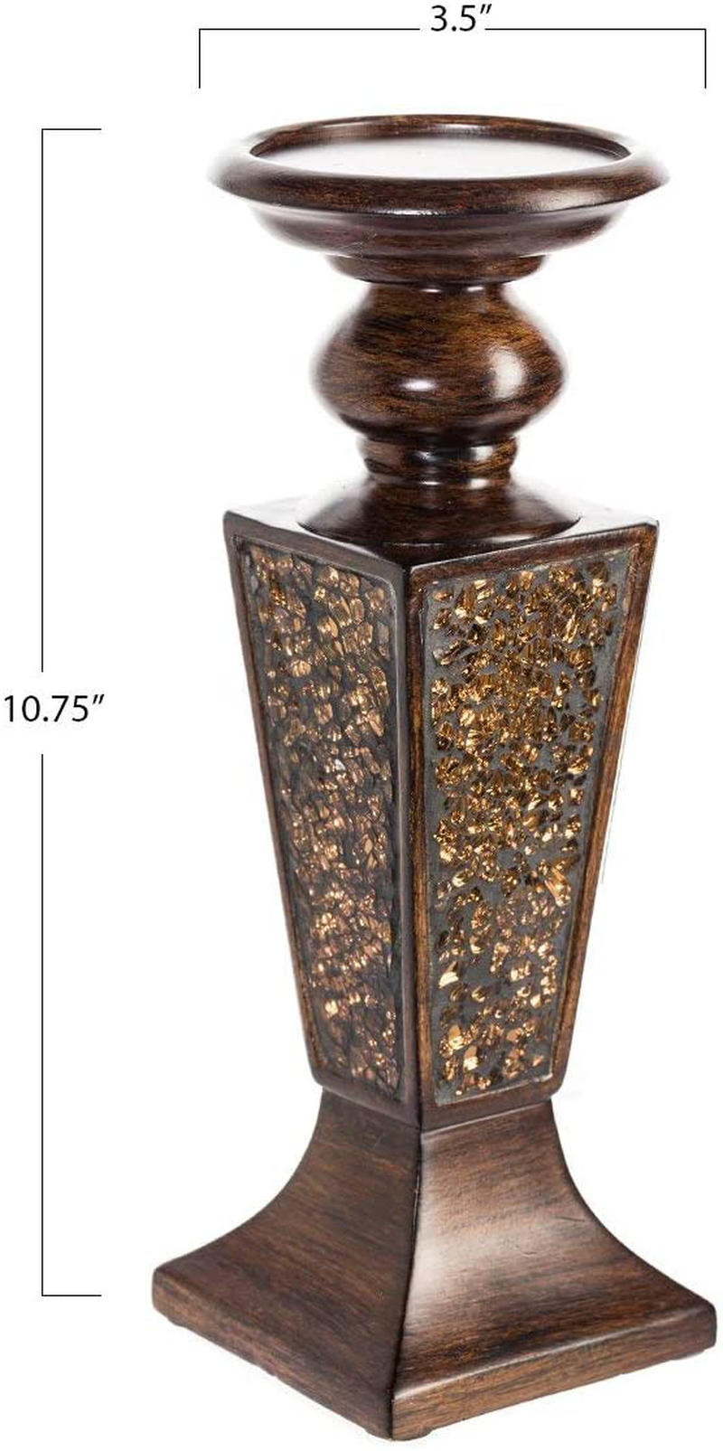 Creative Scents Schonwerk Pillar Candle Holder Set of 2- Crackled Mosaic Design- Functional Table Decorations- Centerpieces for Dining/ Living Room- Best Wedding Gift (Walnut) Home & Garden > Decor > Home Fragrance Accessories > Candle Holders Creative Scents   
