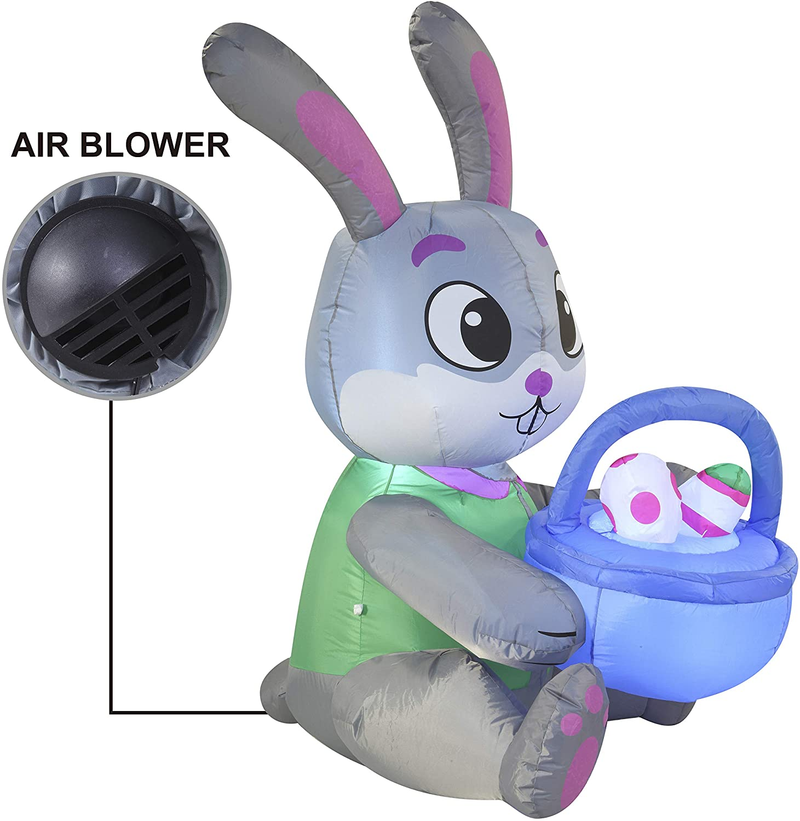 Joiedomi Easter Inflatable Outdoor Decorations 5 Ft Tall Easter Bunny & Basket with Build-In Leds Blow up Inflatables for Easter Holiday Party Indoor, Outdoor, Yard, Garden, Lawn Fall Home & Garden > Decor > Seasonal & Holiday Decorations Joiedomi   