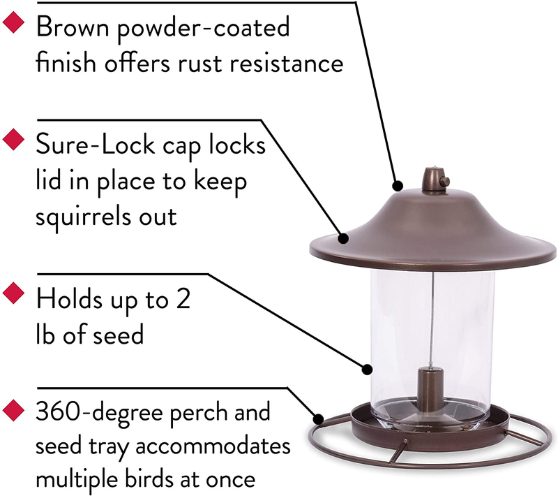 Perky-Pet 1 312 Panorama Bird Feeder, Small, 2 Lbs, Brown Animals & Pet Supplies > Pet Supplies > Bird Supplies > Bird Cage Accessories > Bird Cage Food & Water Dishes Perky-Pet   