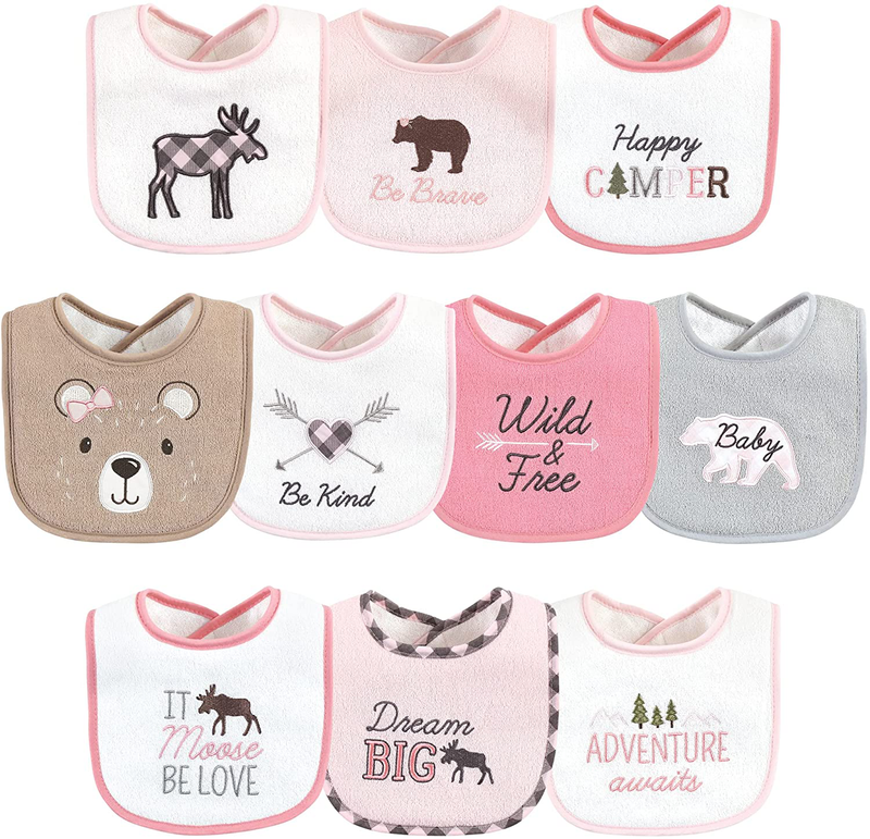 Hudson Baby Unisex Baby Cotton Terry Drooler Bibs with Fiber Filling Home & Garden > Decor > Seasonal & Holiday Decorations Hudson Baby Girl Moose Bear One Size 