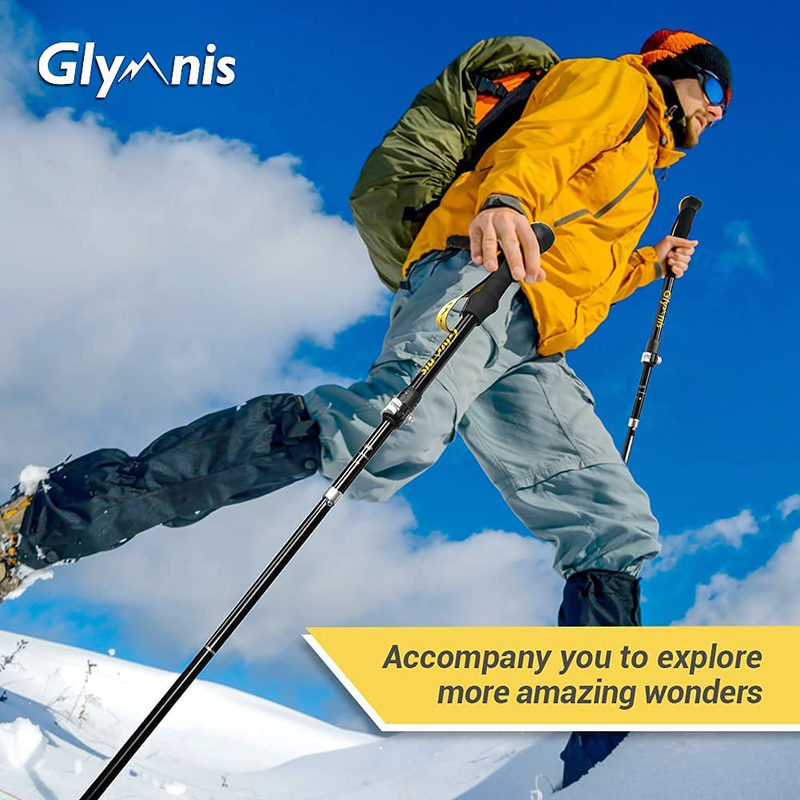 Glymnis Trekking Poles Collapsible Hiking Poles Lightweight Folding Walking Hiking Sticks Aluminum 7075 with Quick Lock for Hiking Camping Backpacking 2 Pack (43--51 In)