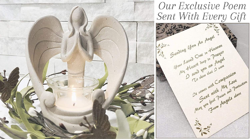 Funeral Flowers Alternative Sympathy Gift Statue Tealight Candle Holder LED Angel Figurines in Loving Memory of Loved One Bereavement Remembrance Condolence Gifts for Grief Loss of Loved One Grieving Home & Garden > Decor > Home Fragrance Accessories > Candle Holders Dulaya Memories In Art 1. Angel Candle Holder  
