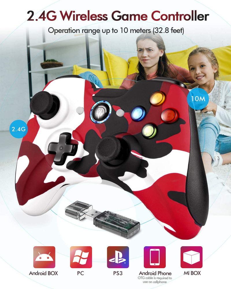 EasySMX Wireless 2.4g Gaming Controller Support for PC (Windows XP/7/8/8.1/10) and PS3, Android, Vista, TV Box Portable Gaming Joystick Gamepad-Red