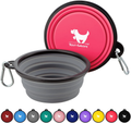 Rest-Eazzzy Expandable Dog Bowls for Travel, 2-Pack Dog Portable Water Bowl for Dogs Cats Pet Foldable Feeding Watering Dish for Traveling Camping Walking with 2 Carabiners, BPA Free  Rest-Eazzzy Peach Pink&Grey S 