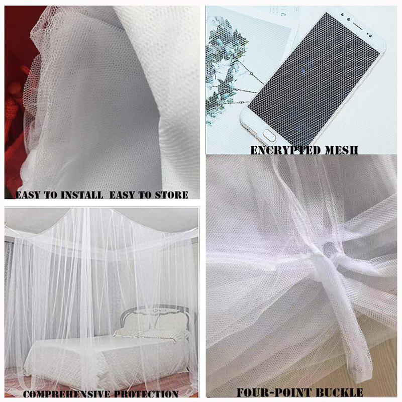 Tinyuet Bed Canopy, 4 Doors Mosquito Net, 74.8×82.7×94.5In Universal Square Mosquito Nets, Hanging Bed Curtain for Most Size Bed - White