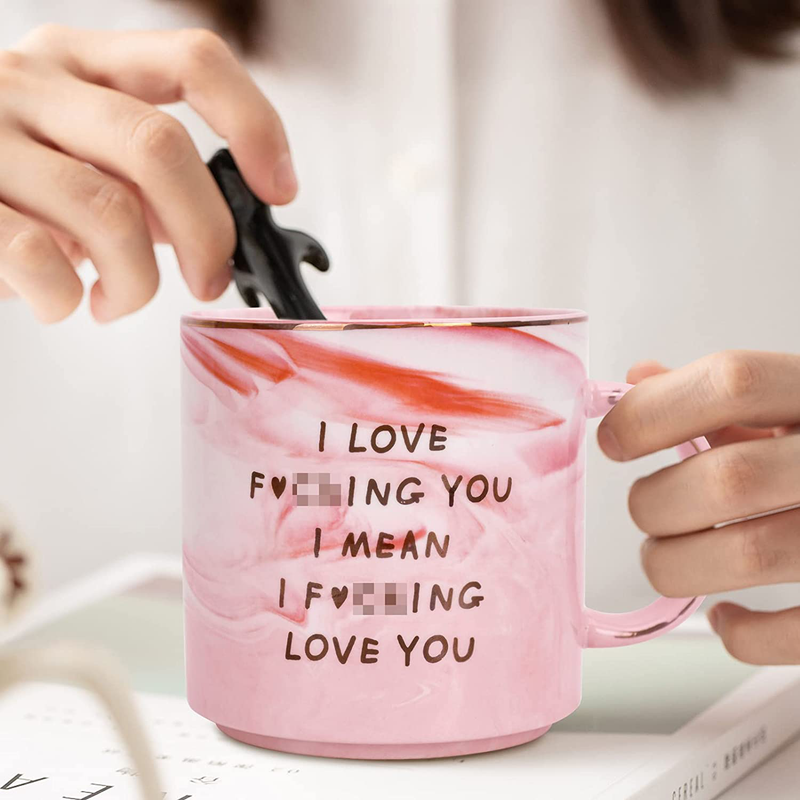 I Love You Mug Valentines Day Gifts for Her Funny Coffee Cup for Wife Girlfriend Women Birthday Gift Ideas for Her Mom Novelty Valentines Day/Mothers Day/Anniversary/Wedding Gift Marble Mug 12 Oz Home & Garden > Kitchen & Dining > Tableware > Drinkware CaseTank   