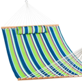 Lazy Daze Hammocks Double Quilted Fabric Hammock with Spreader Bars and Detachable Pillow, 2 Person Hammock for Outdoor Patio Backyard Poolside, 450 LBS Weight Capacity, Soft Yellow Home & Garden > Lawn & Garden > Outdoor Living > Hammocks Lazy Daze Hammocks Green/Blue Stripe  