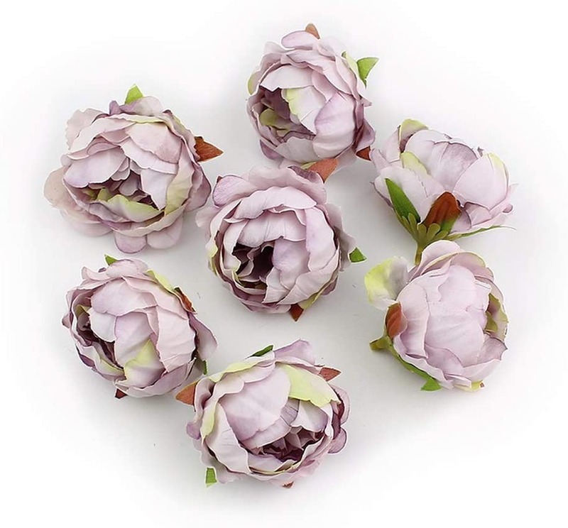 Fake Flower Heads in Bulk Wholesale for Crafts Silk Peony Flower Head Silk Artificial Flowers for Wedding Decoration DIY Decorative Wreath Party Festival Home Decor 15 Pieces 5cm (Champagne) Home & Garden > Plants > Flowers Peony Grey  