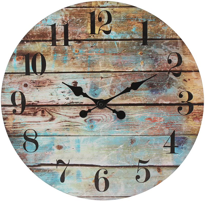 Stonebriar Vintage Farmhouse Wooden 14 Inch Round Battery Operated Hanging Wall Clock Home & Garden > Decor > Clocks > Wall Clocks Stonebriar 18 Inches  