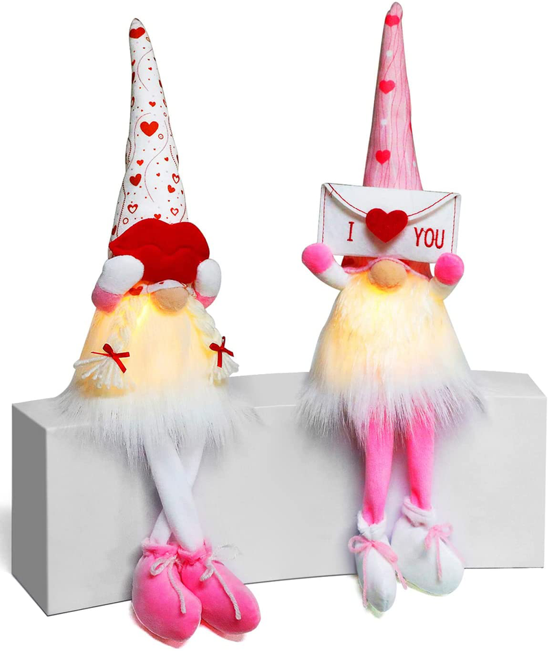 Gigoitly 2Pcs Valentine’S Day Light up Gnomes Plush Decoration – Valentines Day Lighted Mr & Mrs Scandinavian Tomte Elf Decorations for Table Décor Present Gifts Home & Garden > Decor > Seasonal & Holiday Decorations Gigoitly Valentine's Day Gnomes Lighted 2  