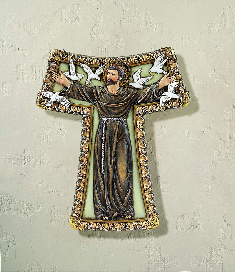 Joseph's Studio by Roman - Collection, 8.75" H Tau Cross W/St Francis, Made from Resin, High Level of Craftsmanship and Attention to Detail, Durable and Long Lasting
