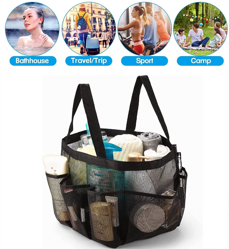 Mbvbn Mesh Shower Caddy Tote, Portable Shower Tote Bag, 2 Oxford Handles College, Quickly Dry Dorm Bathroom Caddy Organizer, with 8 Basket Pockets for Conditioner, Soap and Other Bathroom Accessories. Camp, Gym, Swim, Hot Spring and Sauna. Sporting Goods > Outdoor Recreation > Camping & Hiking > Portable Toilets & Showers MBVBN   