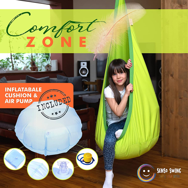 Sensory Swing | Therapy Swing for Kids + Kids'Hanging Pod | Durable Indoor Fabric Swing & Hanging Sensory Pod | Reversible Home Child|Comfortable Therapy Hammock Swing with Hardware & Drawstring Pouch Home & Garden > Lawn & Garden > Outdoor Living > Hammocks SensoSwing   