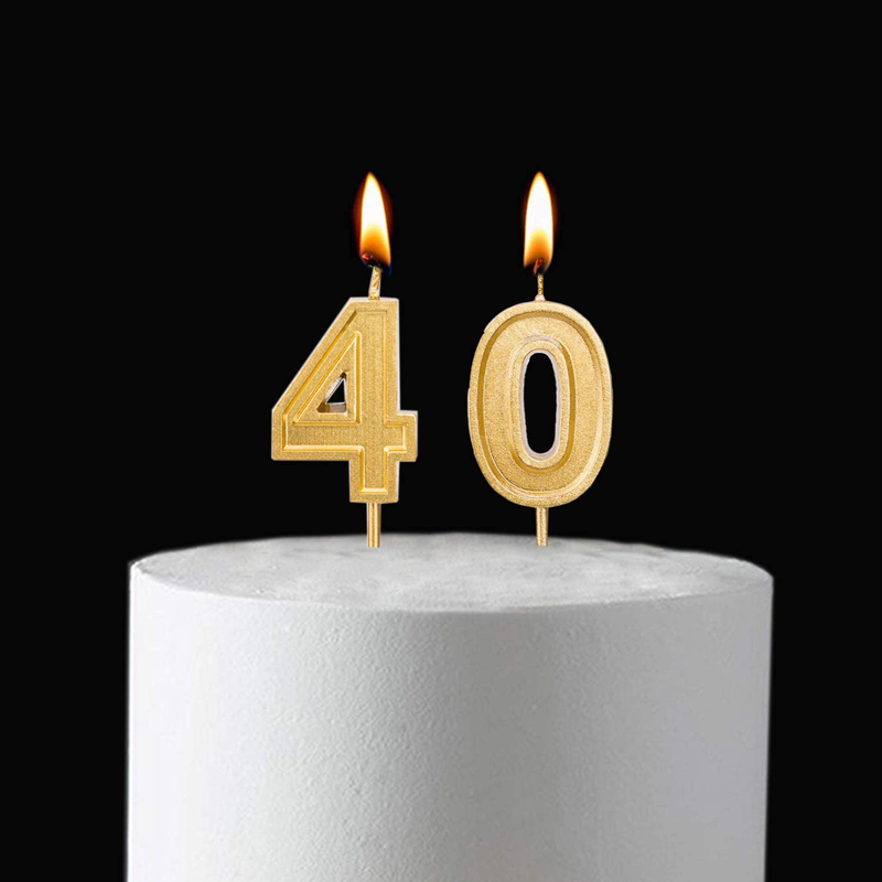 Qj-solar 2.76 inch Gold Number 40 Birthday Candles,40th Cake Topper for Birthday Decorations Home & Garden > Decor > Home Fragrances > Candles Qj-solar   