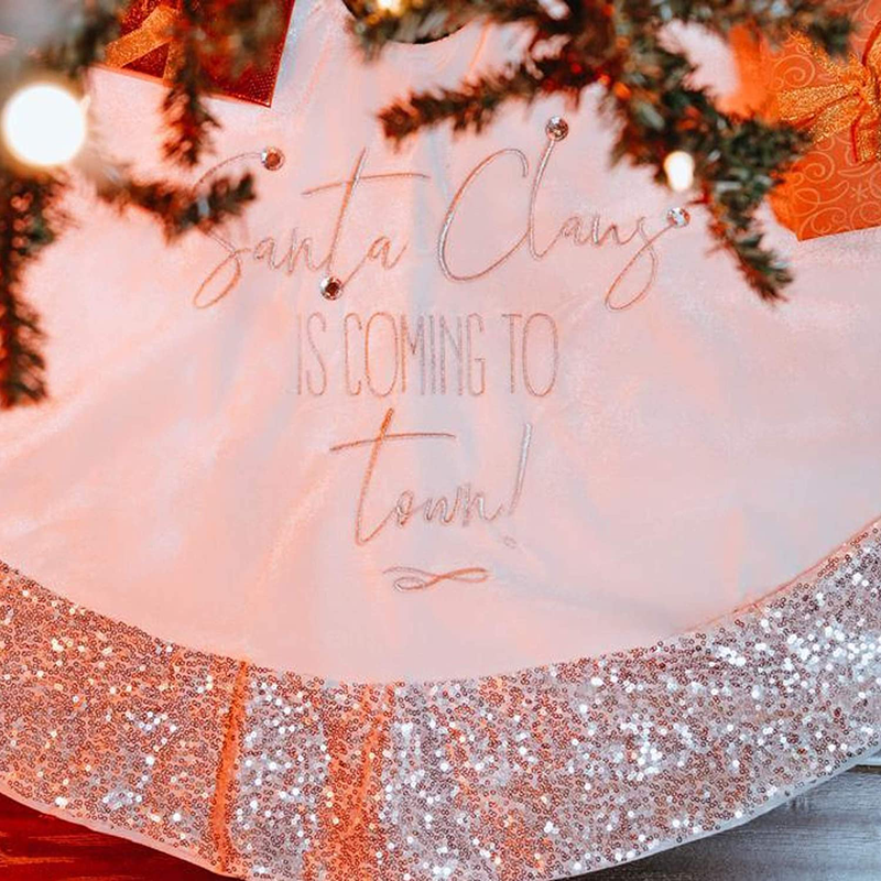 Christmas Tree Skirt Silver Sequin Luxury, 42 Inch Tree Skirt Faux Fur White Home & Garden > Decor > Seasonal & Holiday Decorations > Christmas Tree Skirts AJD   