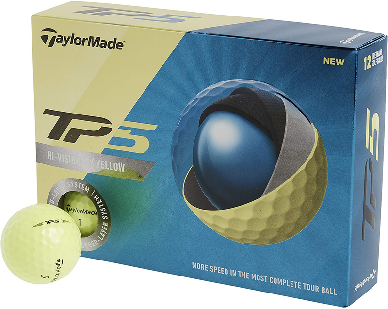 TaylorMade TP5 & TP5x Golf Balls (White, Yellow, Pix)  TaylorMade Yellow 2020 TP5 