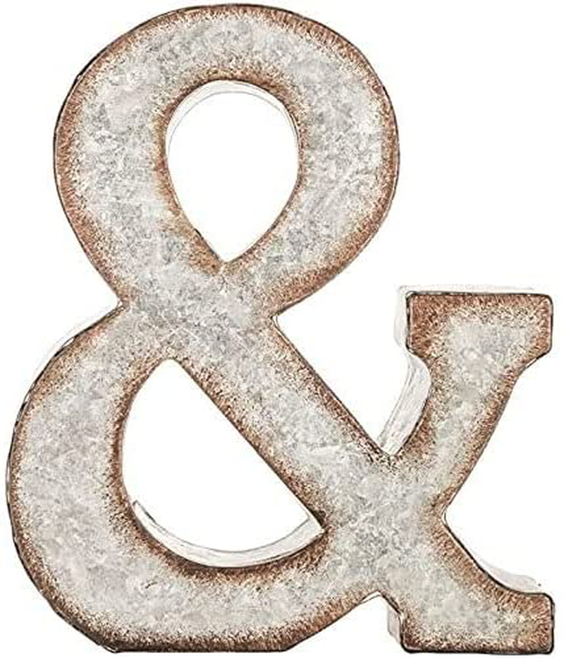 CraftyCrocodile 7" Galvanized Metal 3D Wall Letter Block & Ampersand - Metal Monogram Decor - Hanging or Freestanding Initials - Industrial, Distressed, Rustic Style Sign for Home, Living Room Home & Garden > Decor > Artwork > Sculptures & Statues CraftyCrocodile   