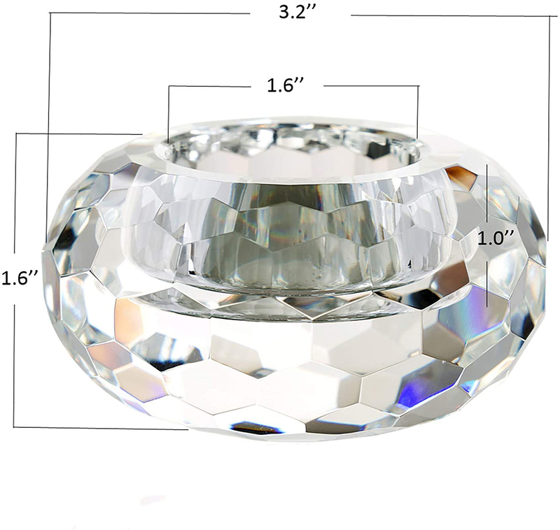 Donoucls Crystal Tealight Candle Holders Hand Cut Banquet Wedding Decorations for Dinner 3.2" Diameter x 1.6" High