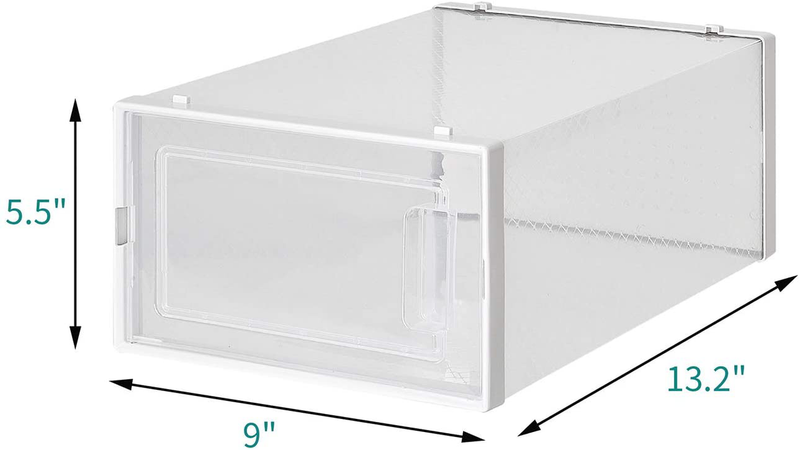 PARANTA Clear Shoe Storage Box Plastic Foldable and Stackable, Set of 12, for Storage and Display of Men and Women Shoes 13.15" X 9" X 5.5" Furniture > Cabinets & Storage > Armoires & Wardrobes PARANTA   