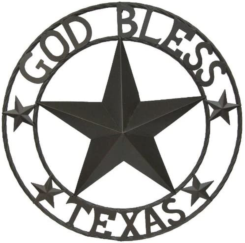 LL Home Metal Circled Star with Sayings God Bless Texas