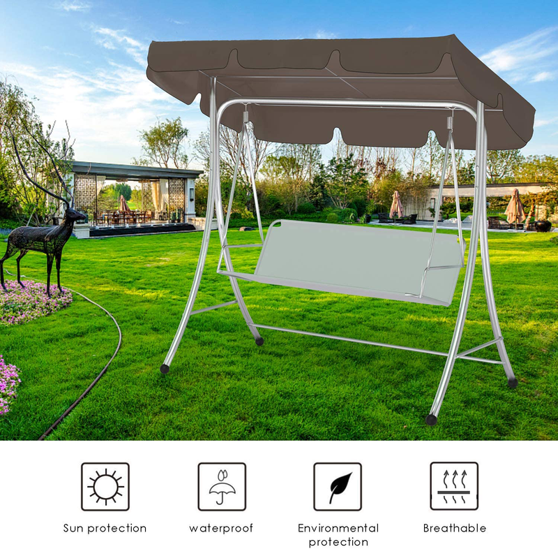 OhhGo Patio Swing Canopy Replacement Waterproof Swing Seat Top Cover for Garden Patio Swing Home & Garden > Lawn & Garden > Outdoor Living > Porch Swings OhhGo   