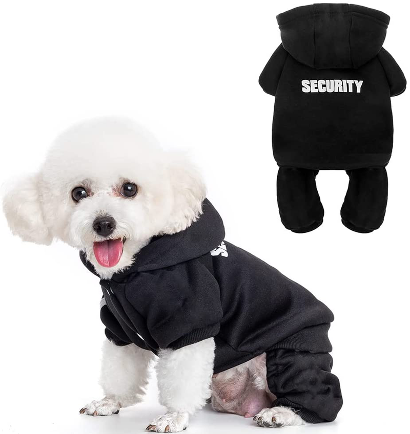 Puppy Dog Sweatshirt Hoodies - Security Patterns Printed Black Warm Hoodie for Small to Medium Dogs - Pet Dog Sport Apparel with White Stripe Animals & Pet Supplies > Pet Supplies > Dog Supplies > Dog Apparel BINGPET Large  