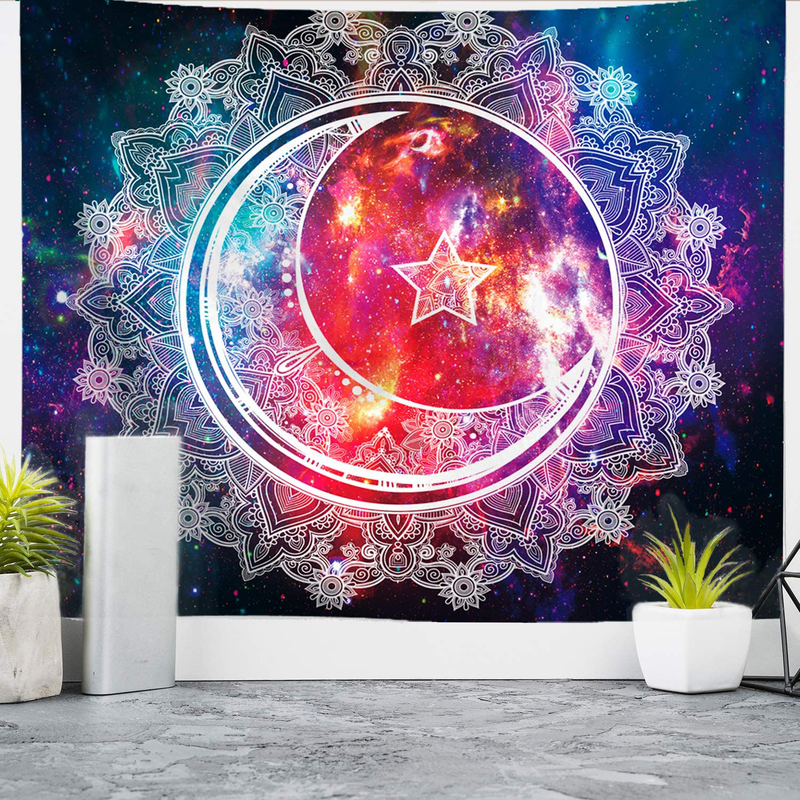 Nidoul Psychedelic Tapestry Wall Hanging, Boho Mandala Tapestry, Celestial Starry Sky Wall Tapestry, Wall Art Decoration for Bedroom Living Room Dorm, Window Curtain Picnic Mat, 59" X 51" Home & Garden > Decor > Artwork > Decorative Tapestries Nidoul 59" X 51"  