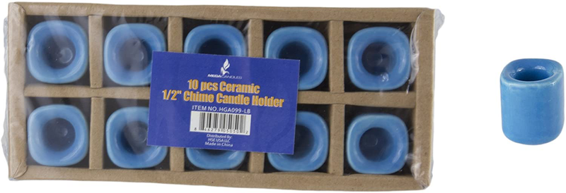 Mega Candles 10 pcs Assorted Colors Ceramic Chime Ritual Spell Candle Holders, Great for Casting Chimes, Rituals, Spells, Vigil, Witchcraft, Wiccan Supplies & More Home & Garden > Decor > Home Fragrance Accessories > Candle Holders Mega Candles Light Blue  