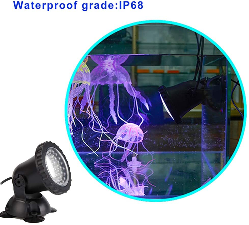Pond Lights Waterproof 36 LED Underwater Submersible Fountain Light IP68 Landscape Spotlight, Remote Control Multi-Color Dimmable Memory for Pond Garden Yard Lawn Pathway, Set of 6