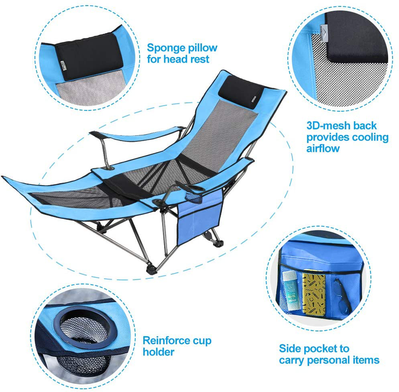 OUTDOOR LIVING SUNTIME Camping Folding Portable Mesh Chair with Removabel Footrest Sporting Goods > Outdoor Recreation > Camping & Hiking > Camp Furniture OUTDOOR LIVING SUNTIME   