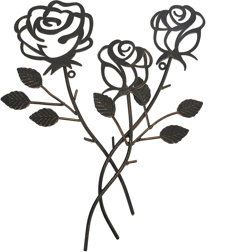 Scwhousi Metal Rose Wall Decor Garden Flower Wall Art,Rustic (14.25" 1.75") Home & Garden > Decor > Artwork > Sculptures & Statues Scwhousi Default Title  