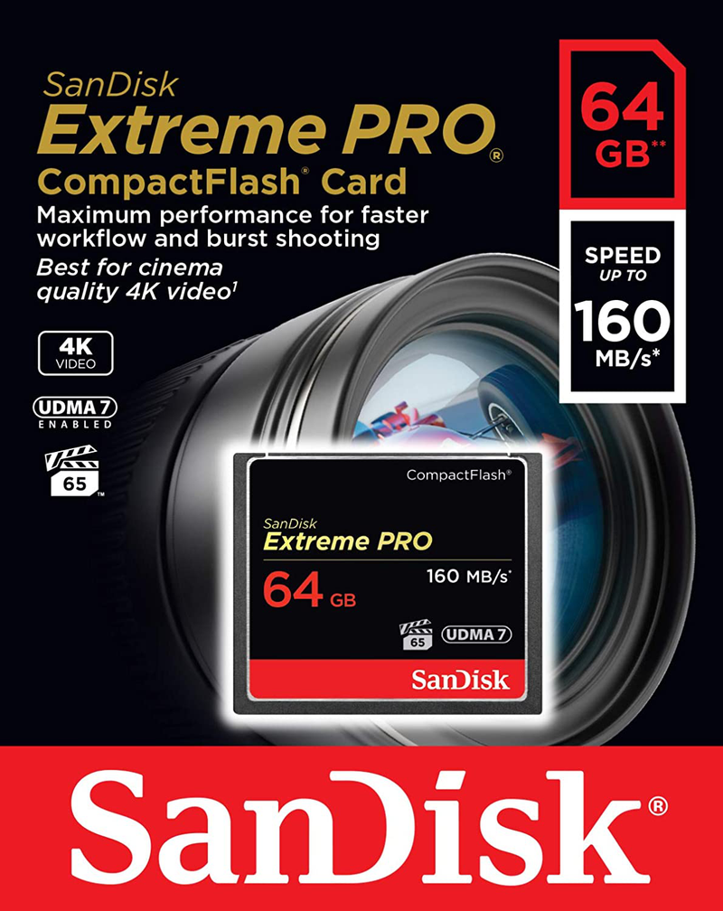 SanDisk Extreme PRO 64GB Compact Flash Memory Card UDMA 7 Speed Up To 160MB/s - SDCFXPS-064G-X46