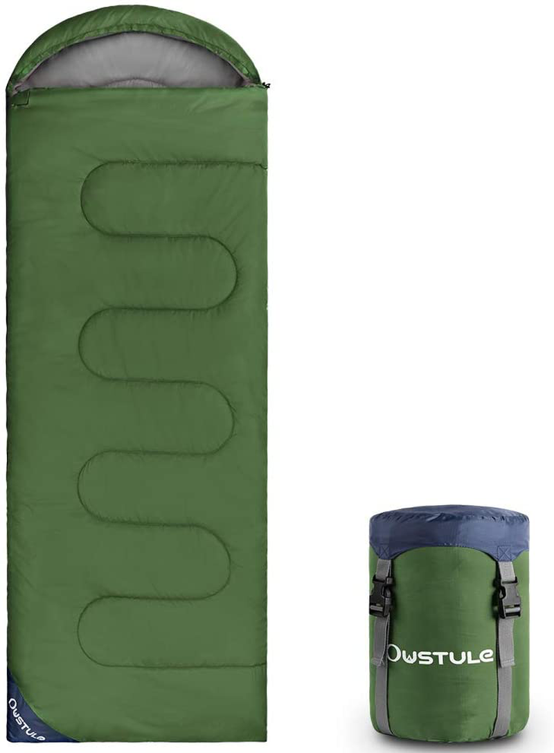 OUSTULE Camping Sleeping Bag -3 Season Warm & Cool Weather, Lightweight, Waterproof Indoor & Outdoor Use for Adults & Kids for Backpacking, Hiking, Traveling, Camping with Compression Sack Sporting Goods > Outdoor Recreation > Camping & Hiking > Sleeping Bags OUSTULE Army Green-Pongee  